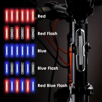 Biciclete Coada Lumina Ultra Luminos de Biciclete Lumina USB Reîncărcabilă LED Biciclete Lumina din Spate 5 Modul de Lumina, Faruri cu Rosu + Albastru