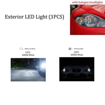 Canbus LED Alb pentru Seat Leon MK2 1P 1P1 Exterioare lampa de Marșarier bec + lumina de Parcare + Zi DRL Daytime Running light (2005-2012)