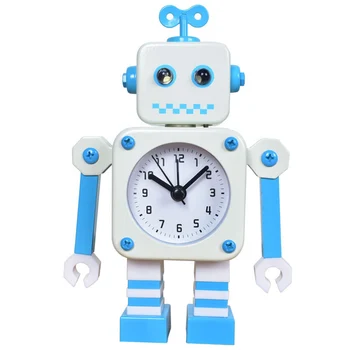 Deformarea Robot de Alarmă Ceas cu Alarma Mic Elev Ceas Deșteptător Frumoase Desene animate pentru Copii de Metal Ceas Deșteptător Albastru+Alb