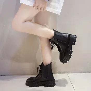Kikid Femei Cu Fund Gros De Înaltă Calitate Din Piele Platforma De Iarnă Cizme Pantofi Casual Motocicleta Lady Pantofi De Moda Primavara Toamna De Pantofi