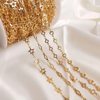 Placat cu aur 14k bijuterii inima/metru accesorii cupru lanțuri de 50cm face DIY colier de lanț FPPJ
