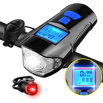 Super Luminoase cu Bicicleta Față de Lumină Cronometru cu Coada de Lumină Set USB Reîncărcabilă Impermeabilă Ciclism lanterna Lanterna de Noapte