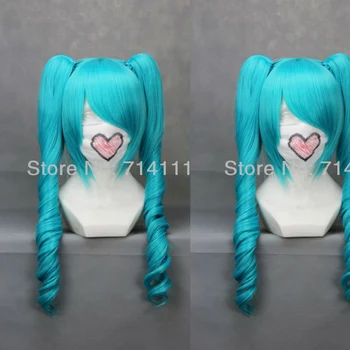 Vocaloid 65cm Culy albastru lung peruca cosplay detasabil cu chip de cal + capac de peruca