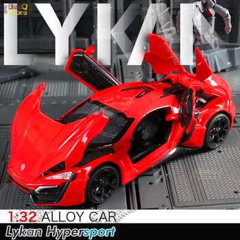 1:32 Lykan Viteze Și Pasiune 7 Trageți În Spate Modelul Din Aliaj Sport De Turnat Sub Presiune Sunet Lumina Super-Masina De Curse Pentru Copii Hot Wheels