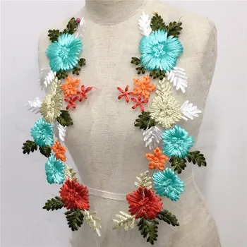 1 Pereche De Bumbac Colorate Tricotate Plasă De Dantelă Aplicatiile De Broderie De Flori Rochie De Mireasa, Accesorii De Îmbrăcăminte
