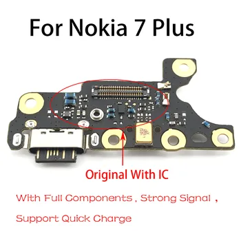 10 Buc/Lot , USB Port de Încărcare de Andocare Încărcător Conector microfon Microfon Bord Cablu Flex Pentru Nokia 7 Plus 7+