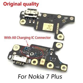 10 Buc/Lot , USB Port de Încărcare de Andocare Încărcător Conector microfon Microfon Bord Cablu Flex Pentru Nokia 7 Plus 7+