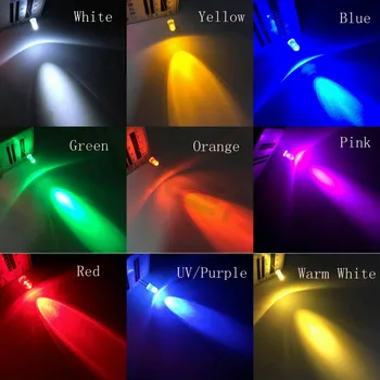 1000Pcs 5mm Rotund Rosu Albastru Verde Roz Alb-Galben Super-Luminos Apa Limpede Diodă Led Diode Emițătoare de Lumină Bec Lampa DIY