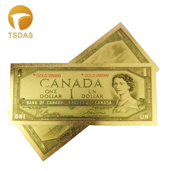 100buc/lot Culoare Canada Bancnote de 1 Dolar de Aur a Bancnotelor Placat cu Aur de 24k Pentru Colectie