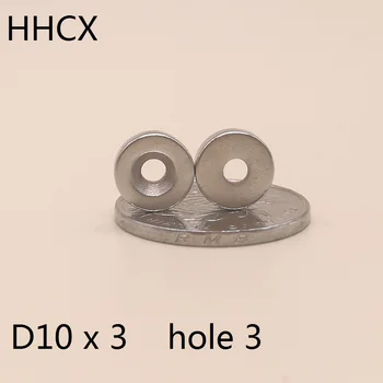 100BUC/LOT Disc magnet 10*3 Gaura 3 N35 D Înecat magnet Permanent 10x3 magneți 10x3-3 pentru difuzor
