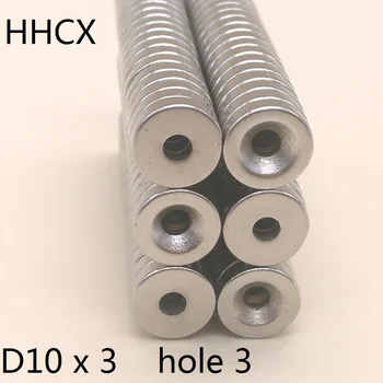 100BUC/LOT Disc magnet 10*3 Gaura 3 N35 D Înecat magnet Permanent 10x3 magneți 10x3-3 pentru difuzor