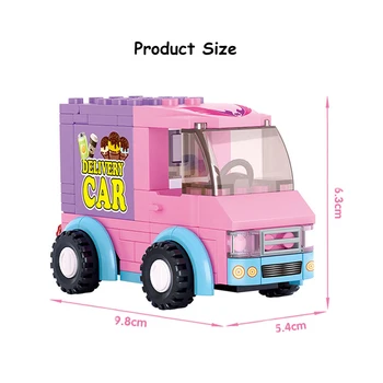 102pcs Supermarket Masina Fata de Vis Roz Camion Blocuri de Livrare de Transport Auto Auto Copii Jucarii Educative Cărămizi Cadouri