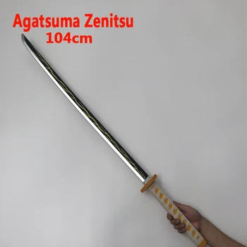 104cm Cosplay Kimetsu nu Yaiba Sabie, Armă Demon Slayer Agatsuma Zenitsu Sabie Ninja Anime Cuțit PU jucărie