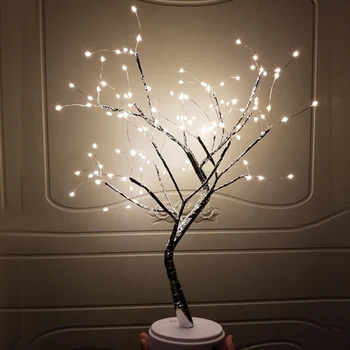 108 LED-uri USB 3D Masă Lampă de sârmă de Cupru de Crăciun, Foc, Copac, lumina de Noapte pentru Casa de Vacanta dormitor indoor pentru copii, bar Decor de basm lumina
