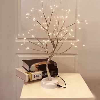 108 LED-uri USB 3D Masă Lampă de sârmă de Cupru de Crăciun, Foc, Copac, lumina de Noapte pentru Casa de Vacanta dormitor indoor pentru copii, bar Decor de basm lumina