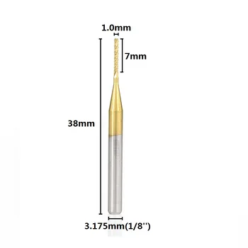 10buc 0.5-3.175 mm cu înveliș de Titan CNC Router Biți Carbură de PCB freze Pentru Frezat Metale, Gravura Pic