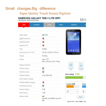 10buc/lot Pentru Samsung Galaxy Tab 3 Lite 7.0 SM-T111 T111 Wifi T110, SM-T110 Ecran Tactil Digitizer Senzor Panou Tactil