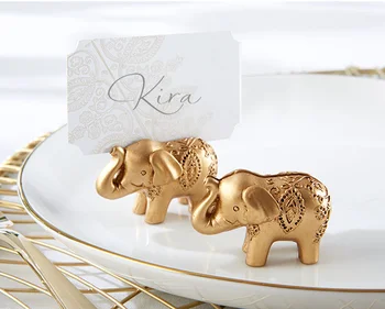 (10buc/lot)TRANSPORT GRATUIT+Norocos de Aur Elefant Loc Deținătorii de Card/Foto Titularul de Nunta si Mireasa Duș Favoruri și Cadouri Pentru Oaspeți