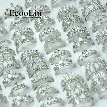 10buc Moda Coroana de Zirconiu Stralucitor Placat cu Argint Inele o Mulțime De Fete Femei Bijuterii Inel de Loturi en-Gros LR4024