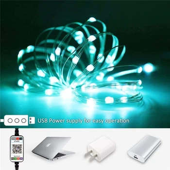 10M Șir LED Lumina Sârmă de Cupru Zână Lumina Ghirlanda RGB USB, WIFI, Bluetooth Control de la Distanță Acasă de Crăciun Petrecere de Nunta Decor