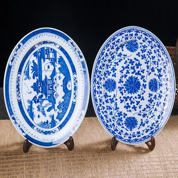11.8 inch Placa de Pește Jingdezhen Ceramică Albastru și Alb Portelan Ovale, Farfurii Friptura fel de Mâncare Acasă, Vesela Tacamuri Decor Meserii