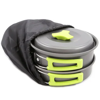 11pcs Portabil Camping Vase de Mizerie Kit Backpacking în aer Liber Oală de gătit Set Boluri B2Cshop