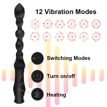 12 Moduri De Încălzire Vibrator Anal Plug Anus Un Vibrator Anal Prostata Masaj Anal Margele Pentru Femei Adulte Jucarii Sexuale Pentru Barbati Homosexuali