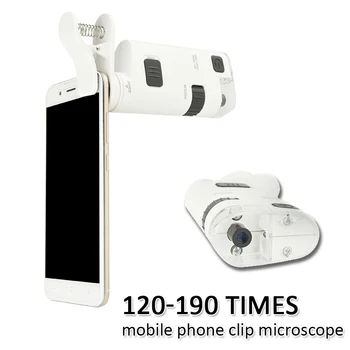 120-190X Reglabil Microscop Universal Produsului Mobil Clip-tip Microscop Mobil Telefon Mobil Lupa aparat de Fotografiat Cu LED-uri Lampă