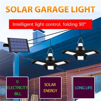 120LED Solar Pliabil Pandantiv Lumina cu două capete Garaj Lumină în aer liber Candelabru de Inducție rezistent la apa Senzor Lampa de Gradina Alb