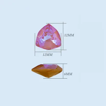 12mm Grăsime triunghi Mocha fluorescență pointback cristal strass sticlă strasuri pentru unghii îmbrăcăminte