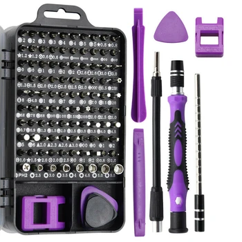 135 In1 Șurubelniță netic Seturi de Scule pentru Telefonul Mobil, Tableta, Calculator, Ochelari de Reparații Instrument DIY Kit (Black & Violet)