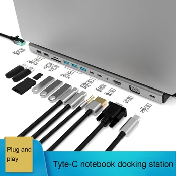 14 In 1 USB Tip-C Hub Notebook USB C Hub HDMI, VGA, RJ45 Multi-funcția de Cititor de Card de 5Gbps de Mare Viteză de Transfer de Date Splitter