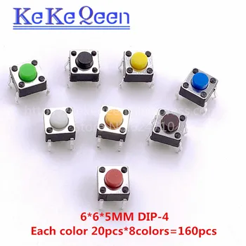 160pcs/lot 6*6*5mm Colorate de Lumină Atingeți Butonul Micro Comutator DIP ON/OFF Pentru Arduino Filtru Plita cu Inducție 8 culori
