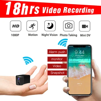 18 Ore Video Wifi Mini aparat de Fotografiat Viziune de Noapte Alarmă de Mișcare Secret Micro camera de la Distanță Camera Camara Espia Suport Ascunse Card TF