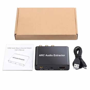 192KHz Aluminiu ARC Adaptor Audio HDMI Audio Extractor Digital la Analogic Audio Converter DAC SPDIF Coaxial RCA-3.5 mm Jack de Ieșire