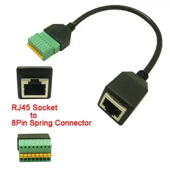 1buc RJ45 feminin cablu RJ45 8p8c mufa 8 pin terminal RJ45 la bloc terminal adaptor RJ45 de sex Feminin la primăvară conector