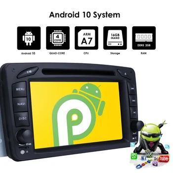 2 Din 7 Inch radio Auto DVD player Pentru Mercedes Benz CLK W209 W203 W208 W463 Android 10 IPS DSP de 2 gb+16 GB cu wi-fi RDS Cam Spate