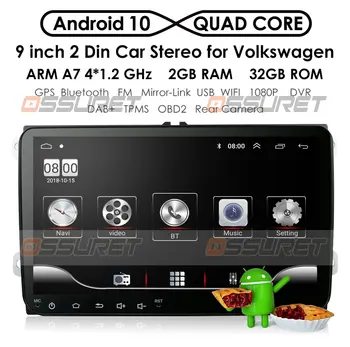 2 din Android 10 aparate de Radio Auto GPS Multimedia Player Pentru VW/Volkswagen/Golf/Passat/b7/b6/Skoda/Seat/Octavia/Polo/Tiguan 4G WIFI MIC