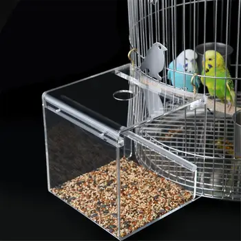 2 În 1 Pasăre Cadă Papagal Duș Vas Rotund Cușcă De Baie Acril Transparent Alimentator De Pasăre De Colivie Accesorii Pentru Animale De Companie Păsări Papagal