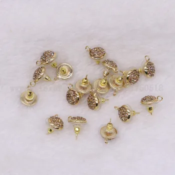 20 de perechi de forma Rotunda cercei stud bijuterii găsirea 10mm aur margele lucrate manual, pietre piatra moda bijuterii găsirea știfturi 2842