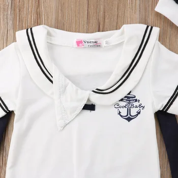 2018 Brand Nou Nou-născut Copilul Baieti Romper Copil Soilder Haine Căpitanul Tinuta Sunsuit Stilul marinaresc Școală Copilul Seturi de 0-24M