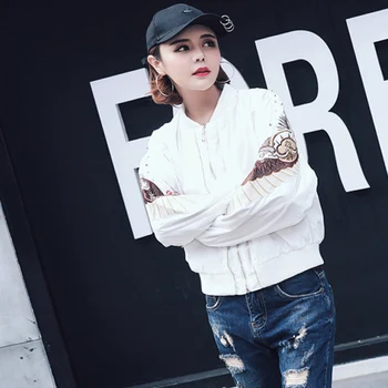 2018 Femei Spring Street Toamna Stil Aviator Jacket Harajuku Broderie Nituri cu Fermoar Îmbrăcăminte de sex Feminin Punk Baseball Haina LY464