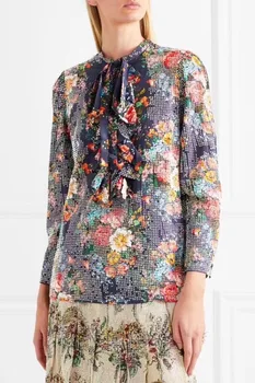 2018 femeie lady diamond impodobita flora mătase imprimate bluza tricouri topuri