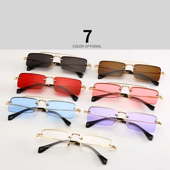 2018 Mici fără ramă Pătrată ochelari de Soare Brand de Lux ochelari de Soare Pentru Femei de Moda Cadru Metalic Maro Roșu Nuanțe de Albastru Unisex UV400