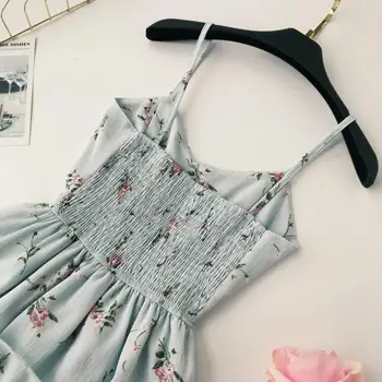 2018 moda de Vara noi Femei Printed V-Neck Stretch Talie Mare Rochie de Curea
