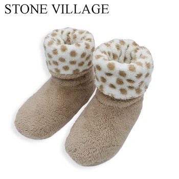 2018 Noi Mozaic Moale De Pluș Cald Acasă Papuci De Cusut Manual Etaj Papuci Femei Coral Fleece Interior Pantofi Femei 3 Colros