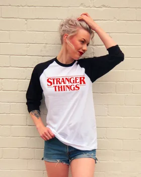 2018 Tumblr Grafic T-shirt Femei de Moda Bumbac Maneca Raglan T Camasa STANGER LUCRURI Scrisoare de Imprimare Sonerie Teuri pentru Femei Topuri