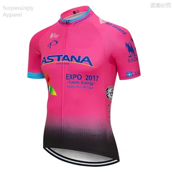 2019 Echipa Pro Bărbați ASTANA Ciclism Jersey Set de Vara Ropa Ciclismo Costum Roz 16D Gel Pad iute Uscat Biciclete Imbracaminte Ciclism Seturi