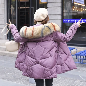 2019 Iarna cu Gluga Hanorac Femei Sacou Haina Thicke Jos Bumbac mediu-Lung Îmbrăcăminte exterioară Plus Dimensiune 3XL Zăpadă Bumbac Căptușit Sacou Feminin