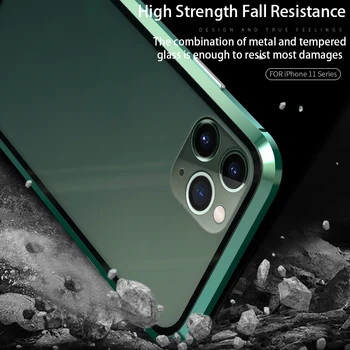 2019 Magnetice caz Pentru apple iphone 11 pro 360 de Sticlă față-verso coperta pe Pentru iphone 11 X XS Max XR metal Adsorbție Coque